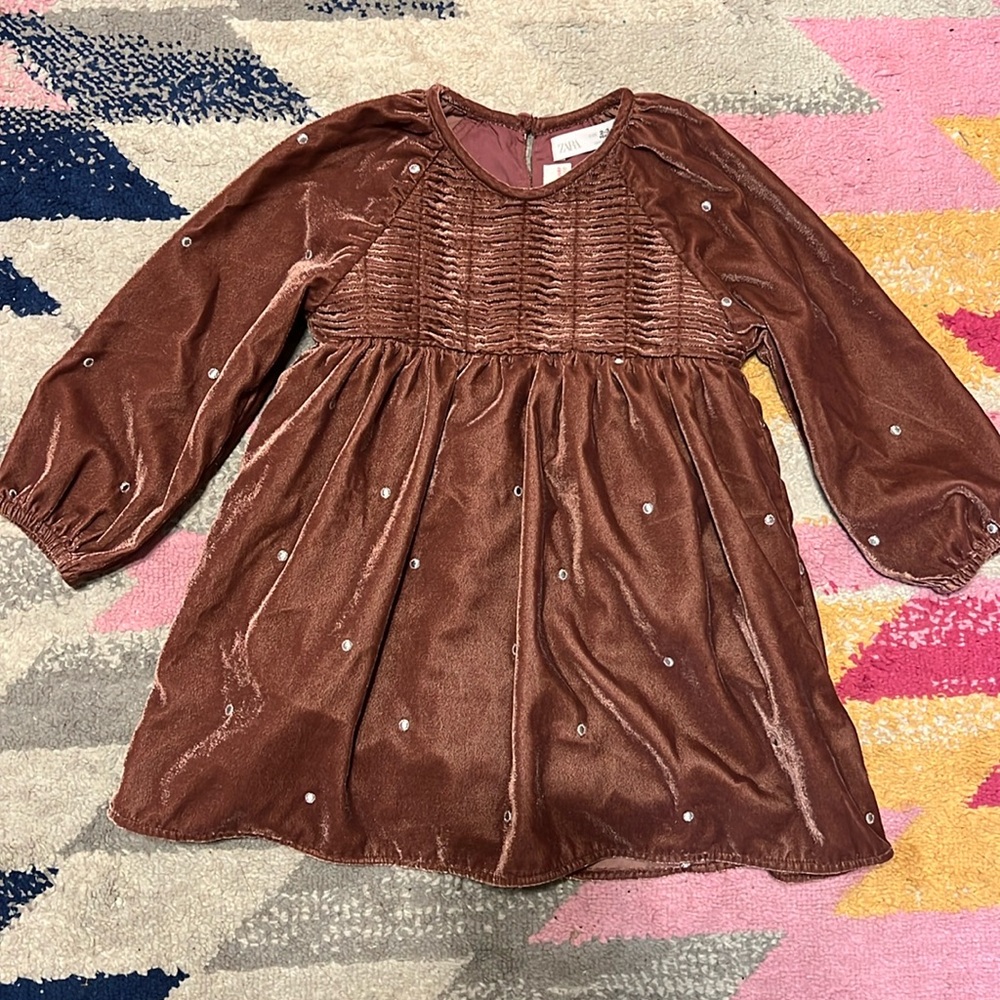ZARA velvet long sleeve dress